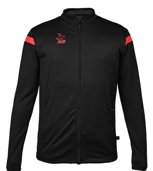 Veste noire et rouge